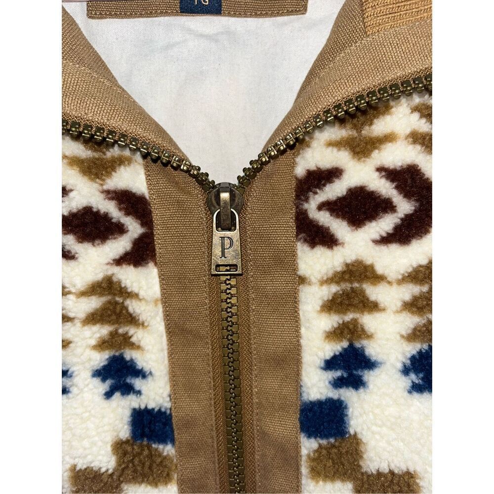 Cozy Aztec-Print Zip Jacket - Beige & Blue - Picture 5 of 6